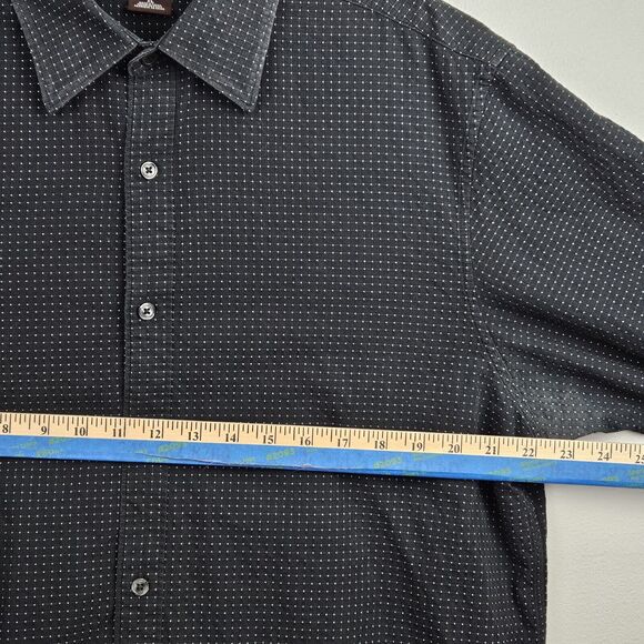 Michael Kors Mens XL Dress Shirt Black White Dot Button Up Long Sleeve - Picture 10 of 16